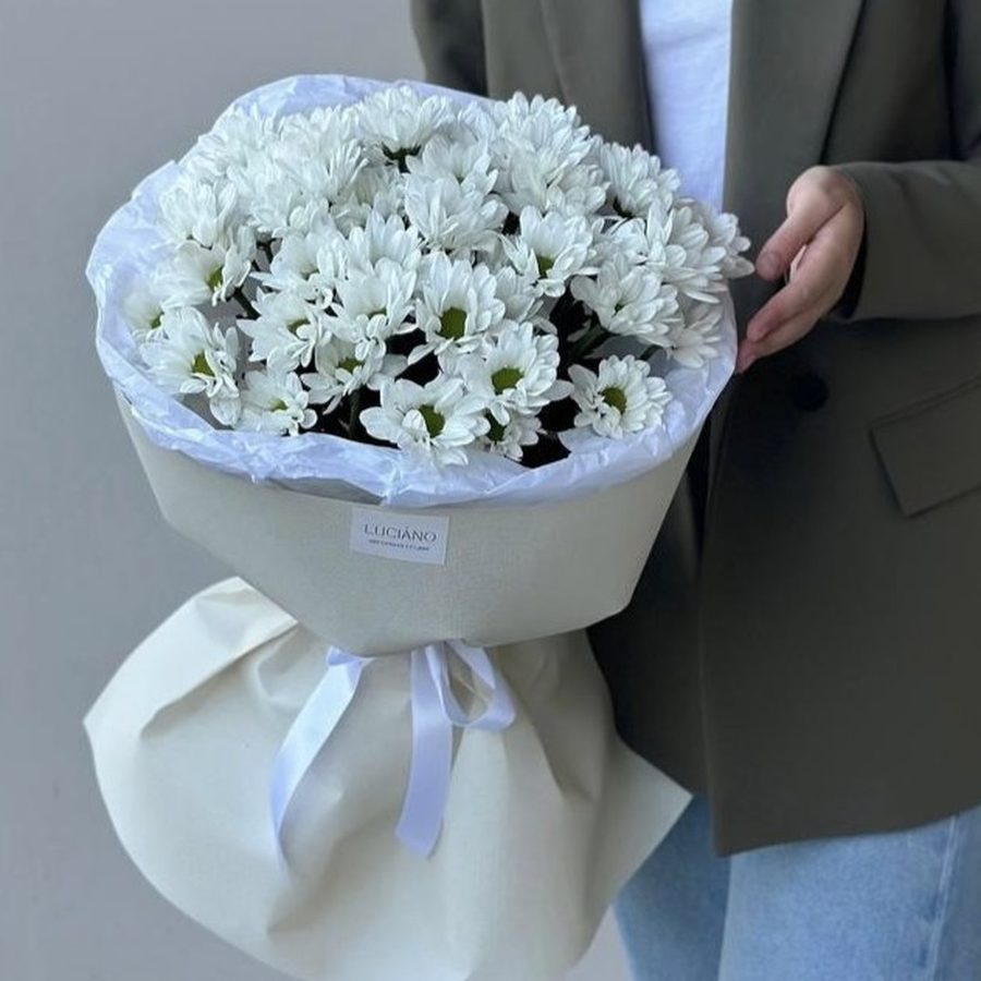 Моно-букет из ромашковых хризантем - 7 шт