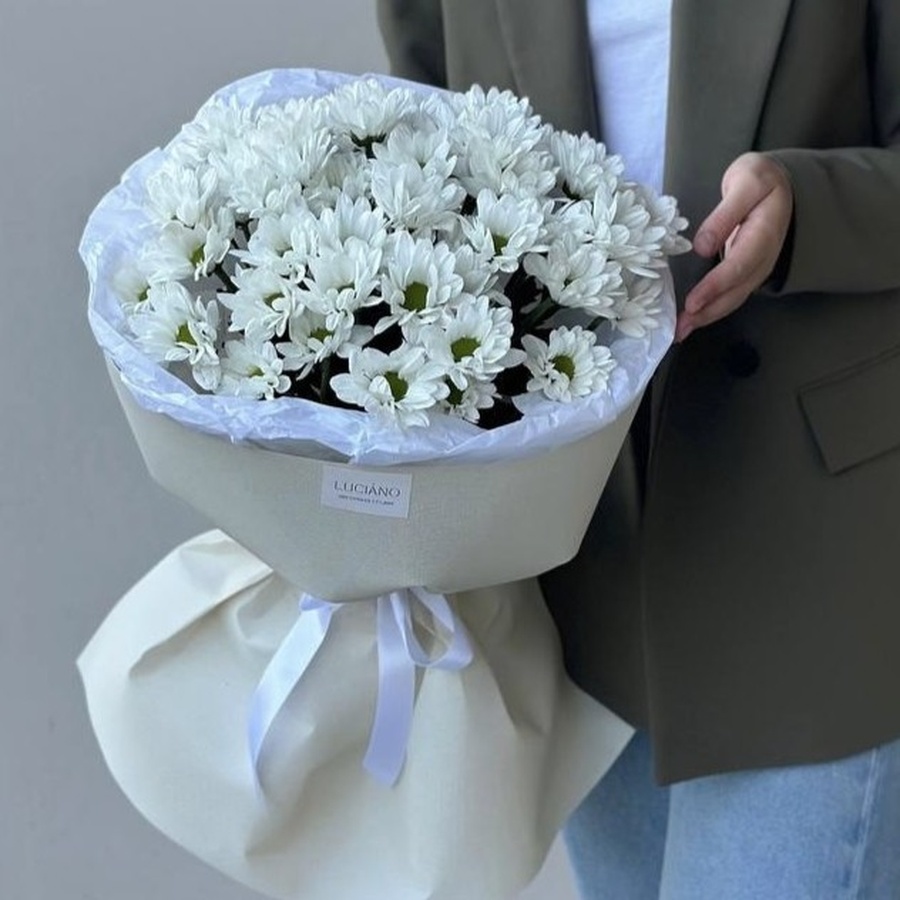 Моно-букет из ромашковых хризантем - 7 шт