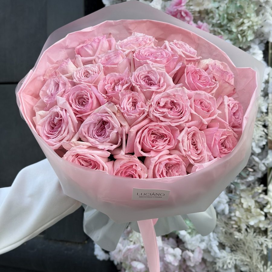 Моно-букет из роз Pink O'hara - 25 шт