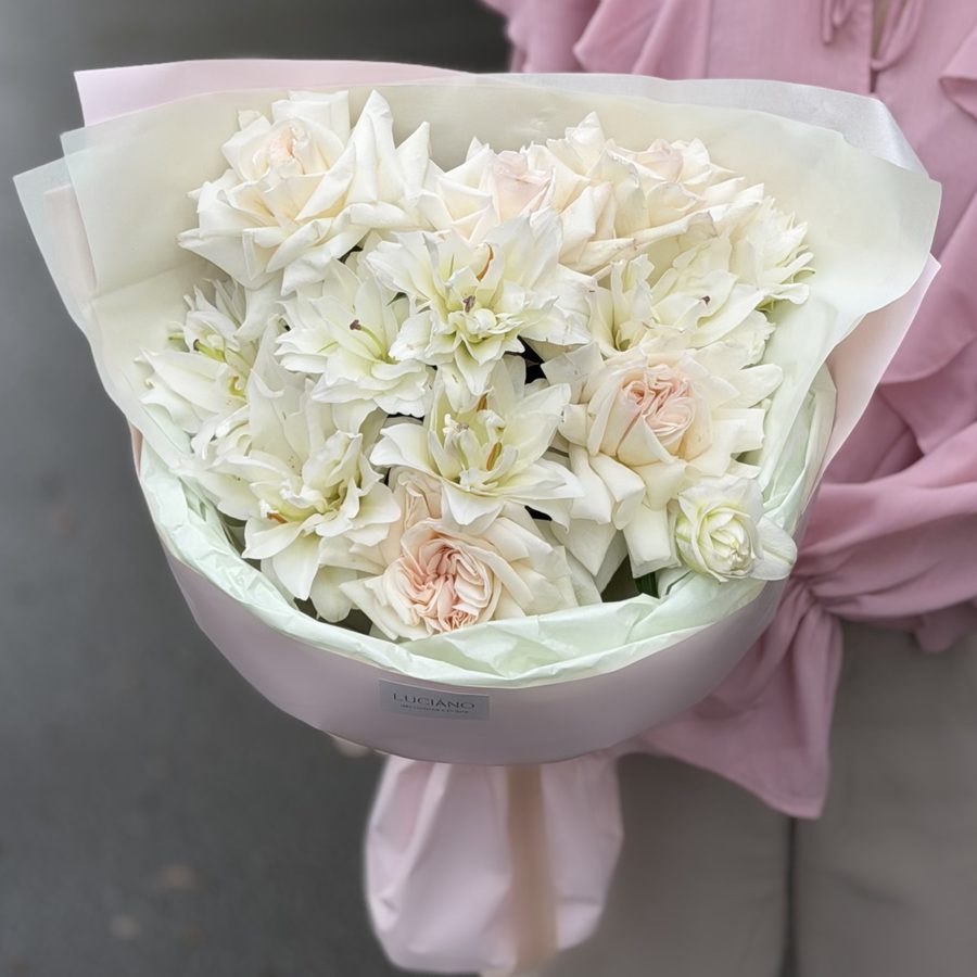 Дуо-букет из розы White O’hara и лилии