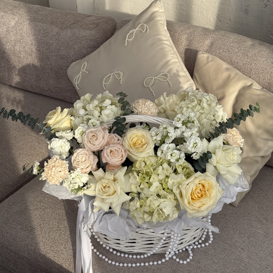 Авторская корзина с розами Candle Light