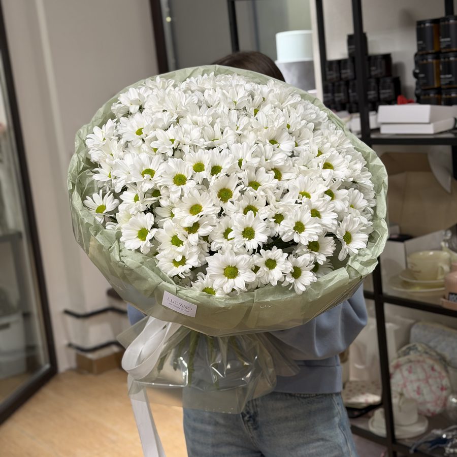 Моно-букет из ромашковых хризантем - 21 шт