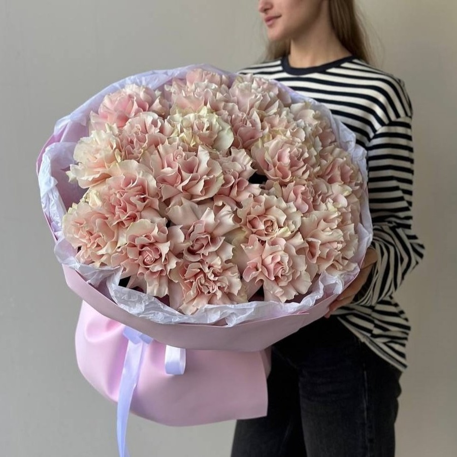 Моно-букет из французских роз  Pink Mondial - 25шт